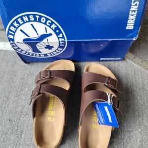 Birkenstock Unisex Arizona Classic 2-strap Brown Birko Flor Sandals sz 36